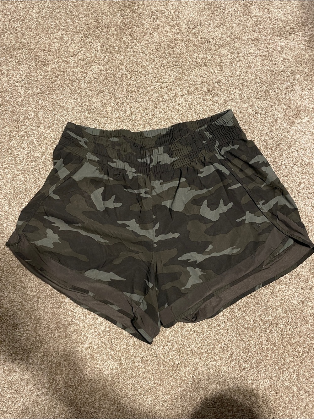 Athleta Women's Olive Green Camo Running Shorts